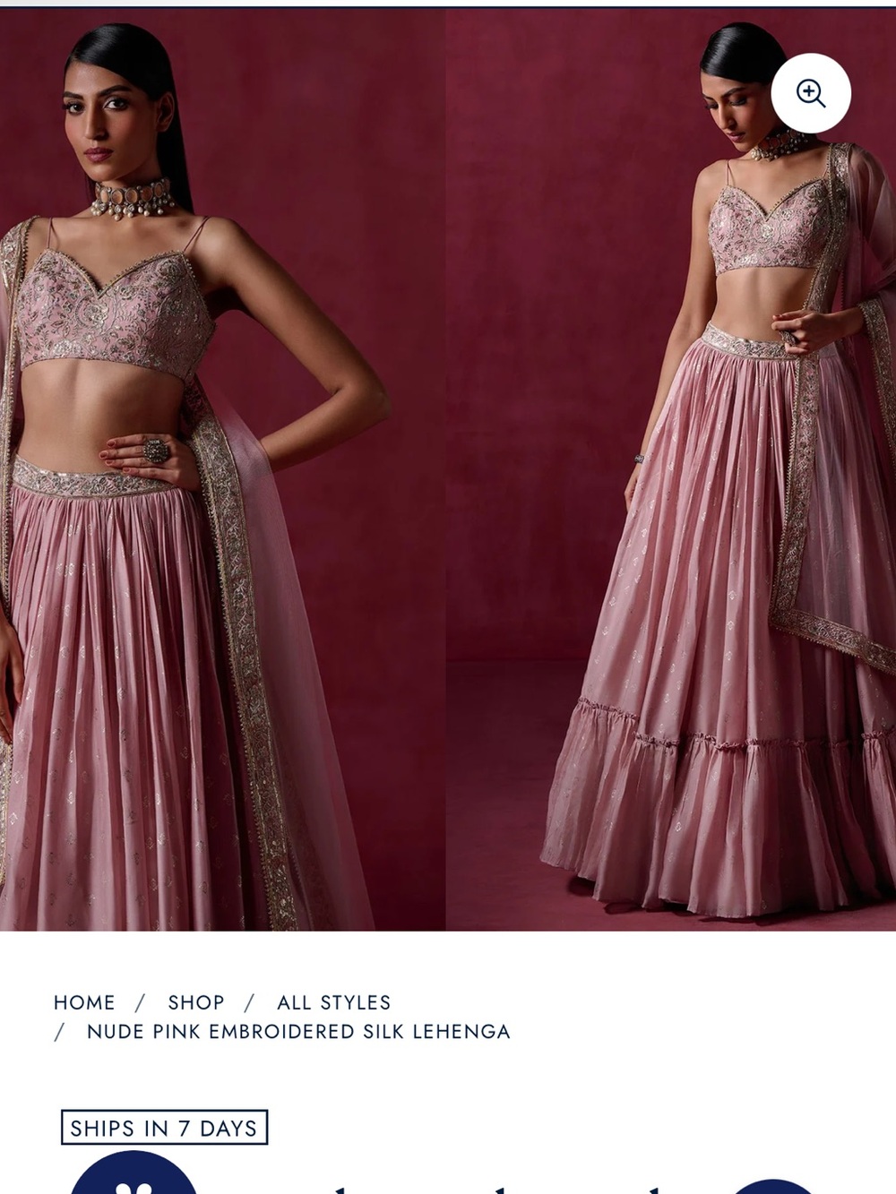Elegant Nude Pink Embroidered Lehenga Set with Dupatta